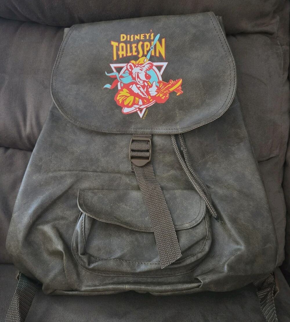 Vintage Disney TailSpin Faux Leather Backpack 90s Cartoon Brown Rare VTG Large